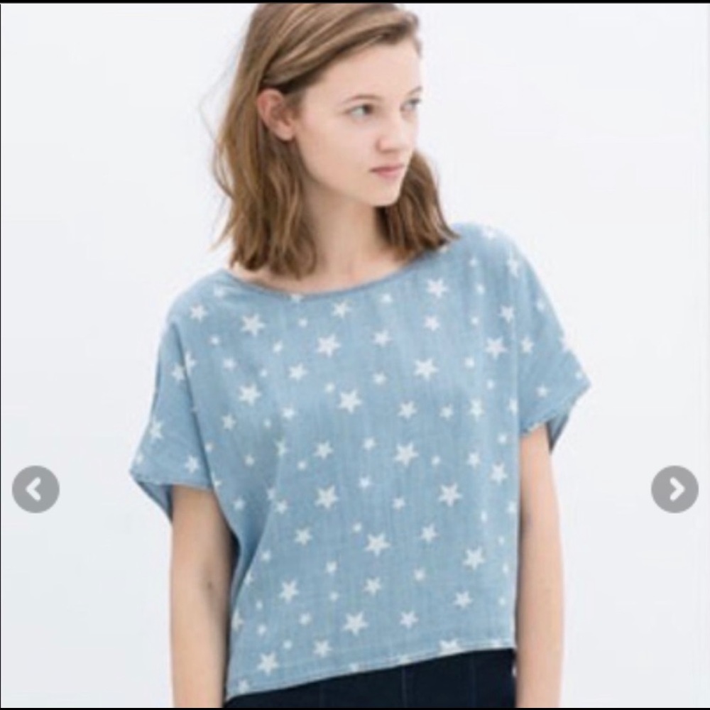 Zara Trafaluc Denim Star Top